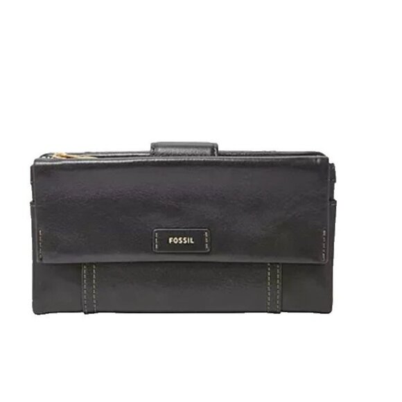 Fossil Ellis Clutch Womens Black Leather Wallet - Picture 1 of 15